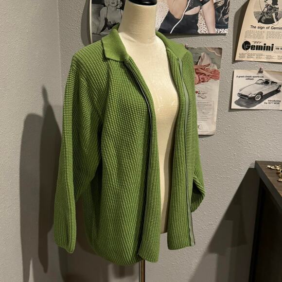 Green knitted zip up sweater - Picture 4 of 6